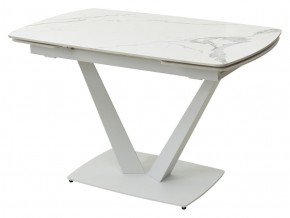 Стол ALATRI 120 GLOSS STATUARIO WHITE SOLID CERAMIC / WHITE, ®DISAUR в Кургане - kurgan.mebel24.online | фото 1