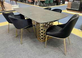 Стол CHIAVARI 220 KL-116 Черный мрамор матовый, итальянская керамика / бронзовый, ®DISAUR в Кургане - kurgan.mebel24.online | фото 2