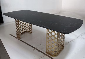 Стол CHIAVARI 220 KL-116 Черный мрамор матовый, итальянская керамика / бронзовый, ®DISAUR в Кургане - kurgan.mebel24.online | фото 4