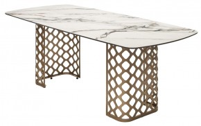 Стол CHIAVARI 220 KL-188 Контрастный мрамор матовый, итальянская керамика / Шампань, ®DISAUR в Кургане - kurgan.mebel24.online | фото