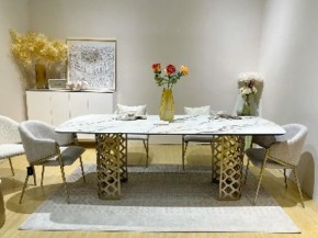 Стол CHIAVARI 220 KL-188 Контрастный мрамор матовый, итальянская керамика / Шампань, ®DISAUR в Кургане - kurgan.mebel24.online | фото 2