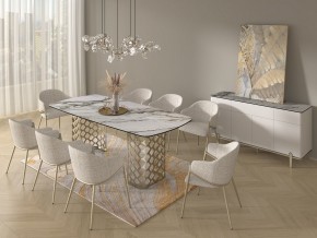 Стол CHIAVARI 220 KL-188 Контрастный мрамор матовый, итальянская керамика / Шампань, ®DISAUR в Кургане - kurgan.mebel24.online | фото 9
