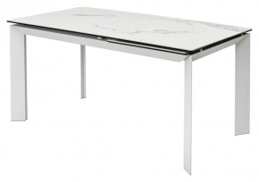 Стол CREMONA 140 HIGH GLOSS STATUARIO Белый мрамор глянцевый, керамика/ белый каркас, ®DISAUR в Кургане - kurgan.mebel24.online | фото 1