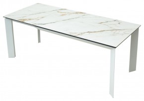 Стол CREMONA 180 KL-188 Контрастный мрамор матовый, итальянская керамика/ белый каркас, ®DISAUR в Кургане - kurgan.mebel24.online | фото 9