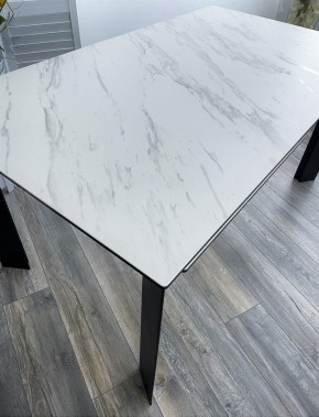Стол CREMONA 180 KL-99 Белый мрамор матовый, итальянская керамика / черный каркас, ®DISAUR в Кургане - kurgan.mebel24.online | фото 2