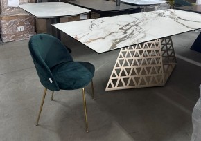 Стол ENNA 220 KL-188 Контрастный мрамор матовый, итальянская керамика/ каркас цвета шампань, ®DISAUR в Кургане - kurgan.mebel24.online | фото 8