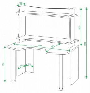 Стол компьютерный Домино lite СКЛ-Игр140 в Кургане - kurgan.mebel24.online | фото 2