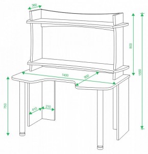 Стол компьютерный Домино Lite СКЛ-Игр140+НКИЛ140ВЛ в Кургане - kurgan.mebel24.online | фото 2