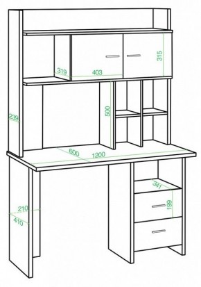 Стол компьютерный Домино Lite СКЛ-Прям120Р+НКЛХ-120 в Кургане - kurgan.mebel24.online | фото 2