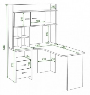 Стол компьютерный Домино Lite СКЛ-Угл130+НКЛХ-120 в Кургане - kurgan.mebel24.online | фото 2