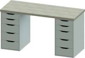 Стол письменный Ингар 2/55 140x75x55, дуб беленый/белый в Кургане - kurgan.mebel24.online | фото 2