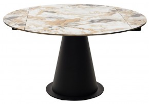 Стол TERAMO 135 GLOSS GRAND JADE SOLID CERAMIC, керамика, поворотн.механизм / Черный каркас, ®DISAUR в Кургане - kurgan.mebel24.online | фото