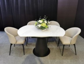 Стол TERAMO 135 GLOSS GRAND JADE SOLID CERAMIC, керамика, поворотн.механизм / Черный каркас, ®DISAUR в Кургане - kurgan.mebel24.online | фото 3