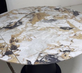 Стол TERAMO 135 GLOSS GRAND JADE SOLID CERAMIC, керамика, поворотн.механизм / Черный каркас, ®DISAUR в Кургане - kurgan.mebel24.online | фото 4