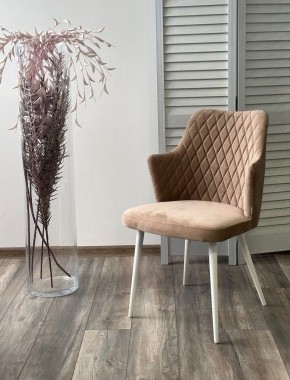 Стул HERMAN 360 град. БЕЖЕВЫЙ #5, велюр / белый каркас М-City в Кургане - kurgan.mebel24.online | фото 4