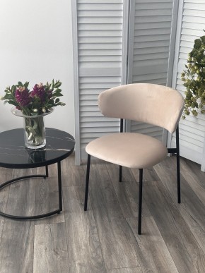 Стул ЛЕОНАРДО H-06 Бежевый, велюр / черный каркас М-City в Кургане - kurgan.mebel24.online | фото 3