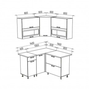 ТЕХНО Кухонный гарнитур угловой 1,4х1,4 м Компоновка №2 в Кургане - kurgan.mebel24.online | фото 8