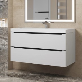 Тумба под раковину Uperwood Tanos 100 см, подвесная, белая/графит в Кургане - kurgan.mebel24.online | фото