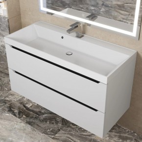 Тумба под раковину Uperwood Tanos 100 см, подвесная, белая/графит в Кургане - kurgan.mebel24.online | фото 10