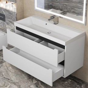 Тумба под раковину Uperwood Tanos 100 см, подвесная, белая/графит в Кургане - kurgan.mebel24.online | фото 9