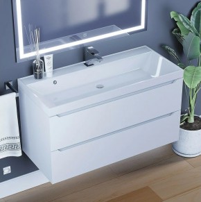 Тумба под раковину Uperwood Tanos 100 см, подвесная, белая матовая в Кургане - kurgan.mebel24.online | фото 10