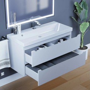 Тумба под раковину Uperwood Tanos 100 см, подвесная, белая матовая в Кургане - kurgan.mebel24.online | фото 9