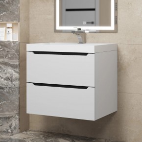 Тумба под раковину Uperwood Tanos 60 см, подвесная, белая/графит в Кургане - kurgan.mebel24.online | фото