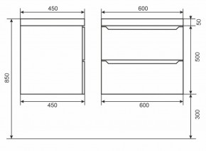 Тумба под раковину Uperwood Tanos 60 см, подвесная, белая/графит в Кургане - kurgan.mebel24.online | фото 6