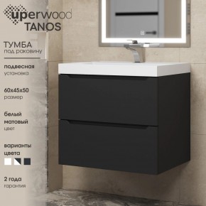 Тумба под раковину Uperwood Tanos 60 см, подвесная, черная матовая в Кургане - kurgan.mebel24.online | фото 3