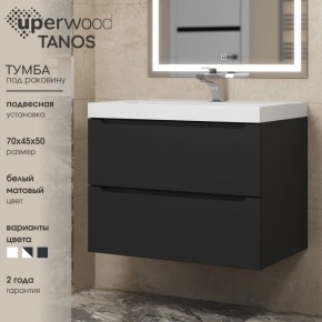 Тумба под раковину Uperwood Tanos 70 см, подвесная, черная матовая в Кургане - kurgan.mebel24.online | фото 3