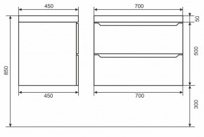 Тумба под раковину Uperwood Tanos 70 см, подвесная, черная матовая в Кургане - kurgan.mebel24.online | фото 6