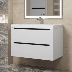 Тумба под раковину Uperwood Tanos 80 см, подвесная, белая/графит в Кургане - kurgan.mebel24.online | фото
