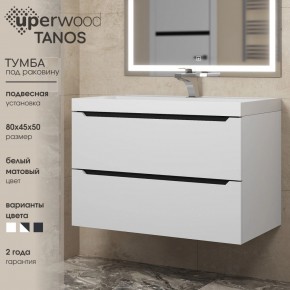 Тумба под раковину Uperwood Tanos 80 см, подвесная, белая/графит в Кургане - kurgan.mebel24.online | фото 3