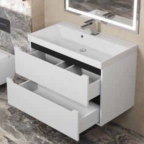 Тумба под раковину Uperwood Tanos 80 см, подвесная, белая/графит в Кургане - kurgan.mebel24.online | фото 9