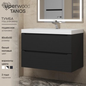 Тумба под раковину Uperwood Tanos 80 см, подвесная, черная матовая в Кургане - kurgan.mebel24.online | фото 3