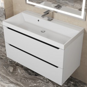 Тумба под раковину Uperwood Tanos 90 см, подвесная, белая/графит в Кургане - kurgan.mebel24.online | фото 9
