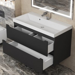 Тумба под раковину Uperwood Tanos 90 см, подвесная, черная матовая в Кургане - kurgan.mebel24.online | фото 10