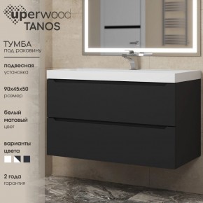 Тумба под раковину Uperwood Tanos 90 см, подвесная, черная матовая в Кургане - kurgan.mebel24.online | фото 3