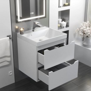 Тумба с раковиной Uperwood Tanos 50 см, подвесная, белая матовая в Кургане - kurgan.mebel24.online | фото 11
