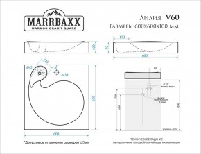 Умывальник над стиральной машиной (600*600х100) Лилия V60 (белый) с кронштейном без сифона (V60) в Кургане - kurgan.mebel24.online | фото 2